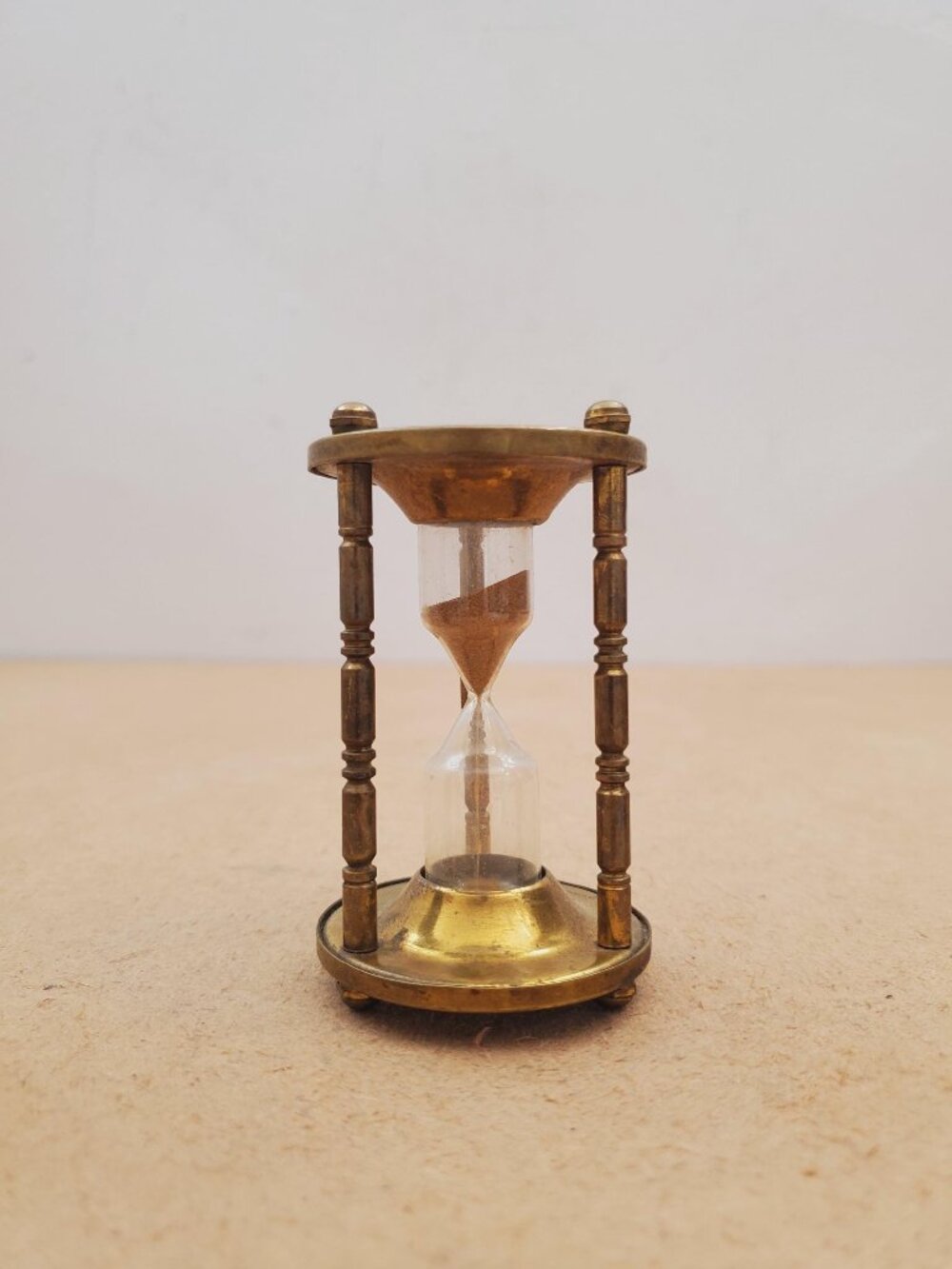 Vintage Solid Brass Hourglass Chronos, Greco Roman Egypt, White Sand, Sand -